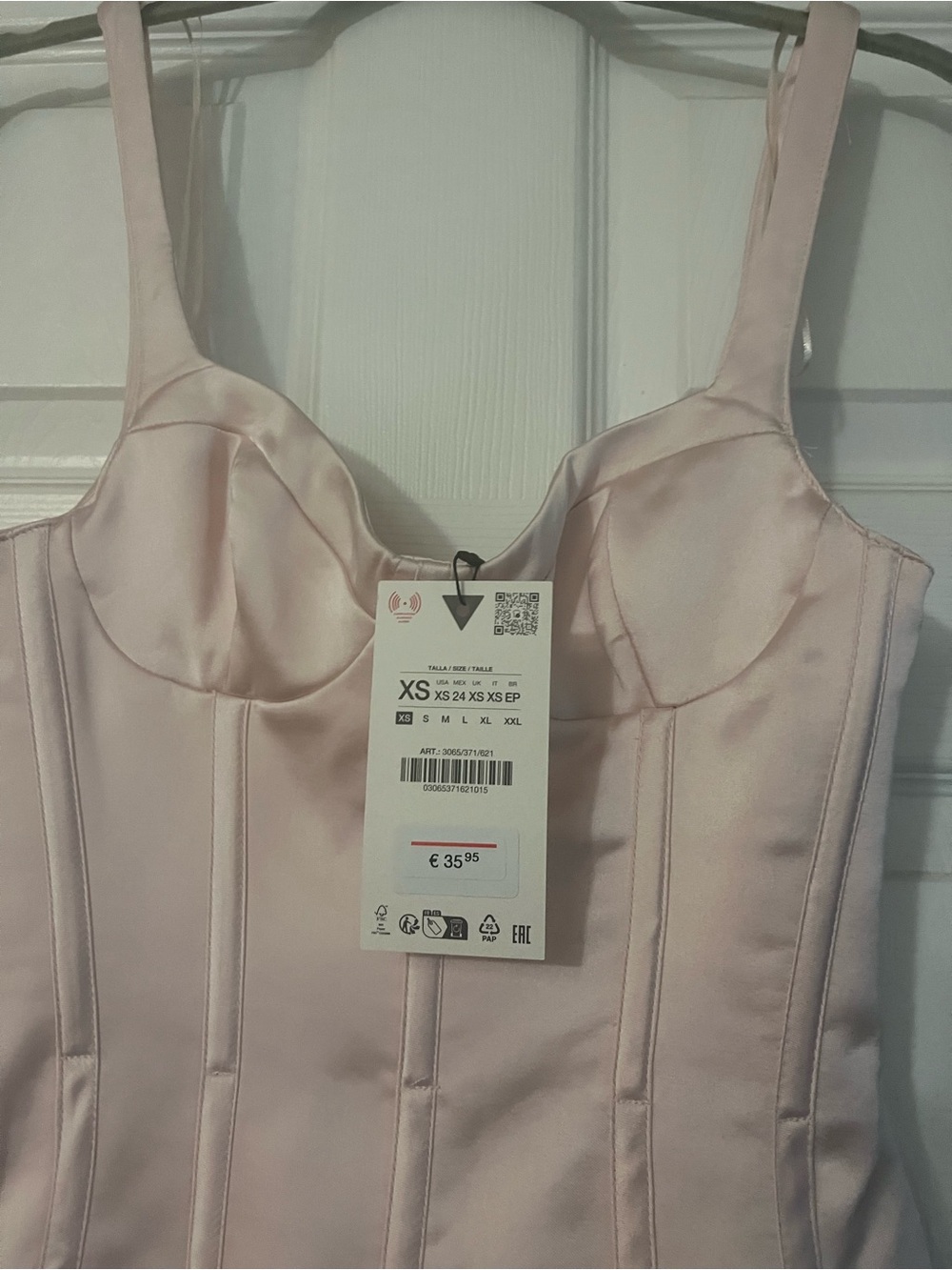 Satin Corset Bustier Dress in Pale Blush Pink